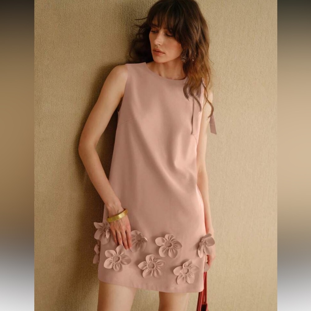 MOTF Blush Pink Mini Dress with Floral Accents